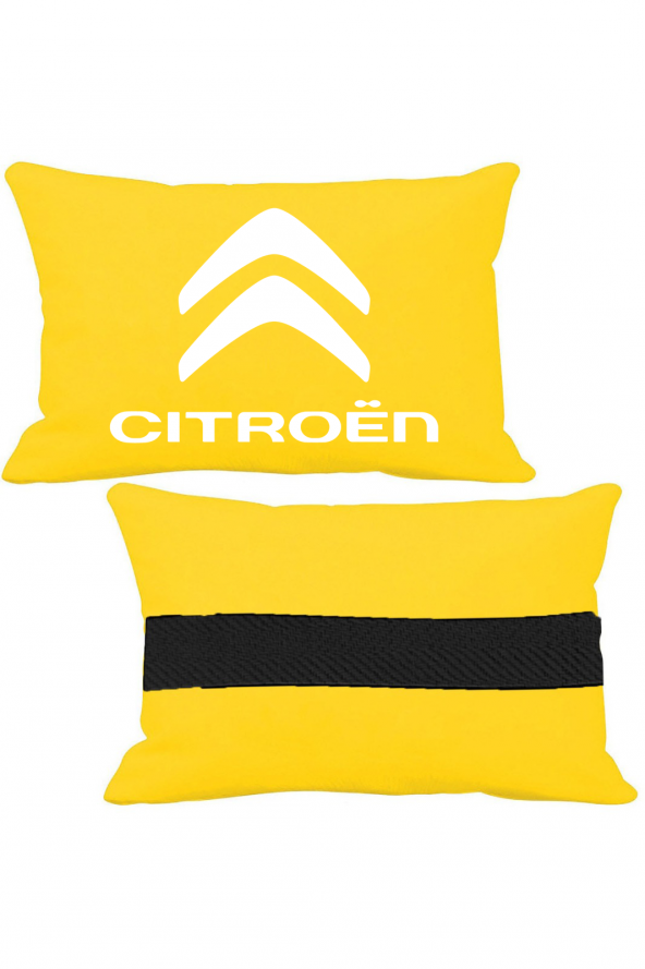 Öziron Citroen C1 Oto Koltuk Boyun Yastığı 2 Adet Amblem Logolu Sarı Ortopedik Yastık ürün görseli