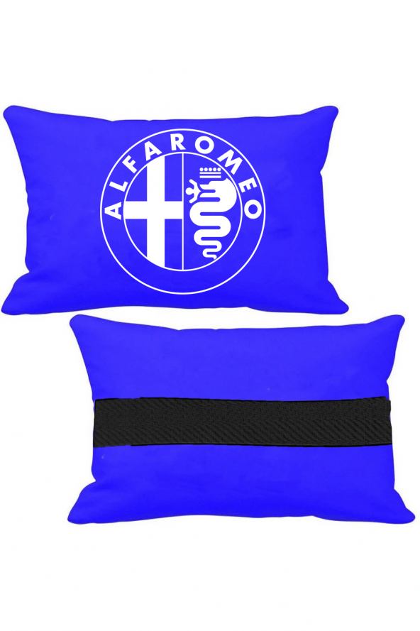 Öziron Alfa Romeo Mito Oto Koltuk Boyun Yastığı 2 Adet Amblem Logolu Mavi Ortopedik Yastık ürün görseli