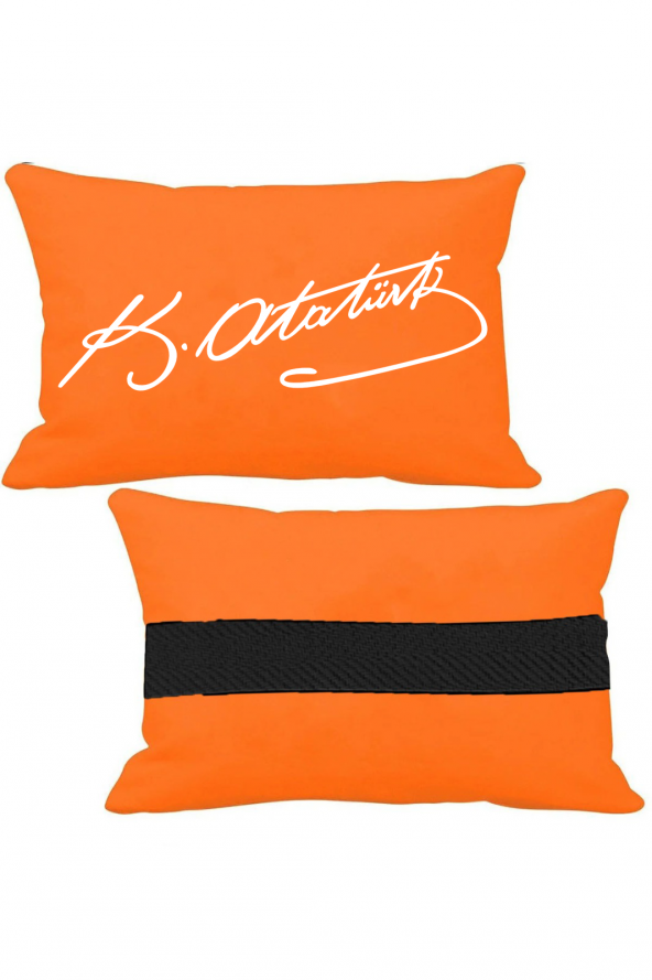 Öziron İsuzu Trooper Oto Koltuk Boyun Yastığı 2 Adet Atatürk İmza Logolu Turuncu Ortopedik Yastık ürün görseli