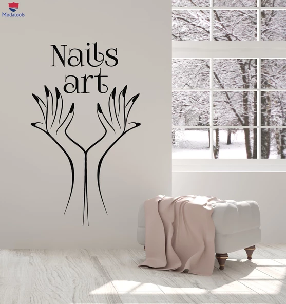 Tırnak Dekorasyon Duvar Sticker Tırnak Sanat Güzellik Salonu Manikür Kadın El Çıkartmaları