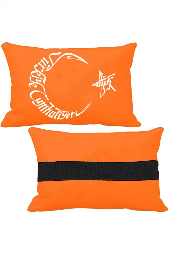 Öziron Hyundai Genesis Oto Koltuk Boyun Yastığı 2 Adet Ay Yıldız Logolu Turuncu Ortopedik Yastık ürün görseli