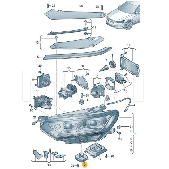 3G0941329 VW Passat B8  2014-2018 AFS FAR BEYNİ ürün görseli