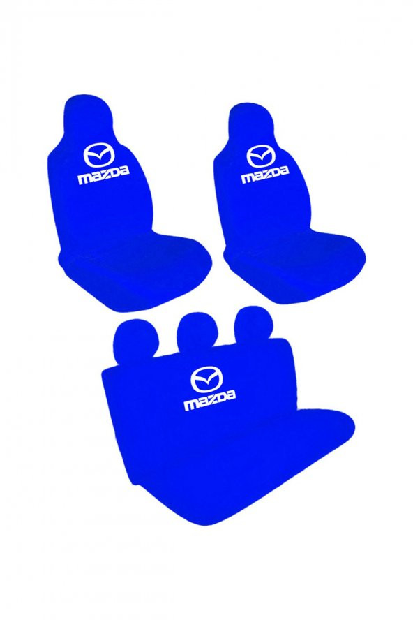Öziron Mazda 626 Araba Koltuk Kılıfı Amblem Logo Baskılı Penye Servis Kılıfı Mavi - 1