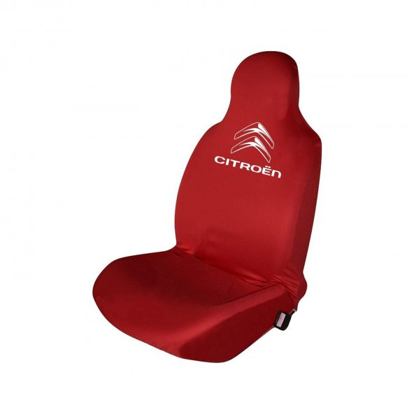 Öziron Citroen C1 Araba Koltuk Kılıfı Amblem Logo Baskılı Penye Servis Kılıfı Kırmızı