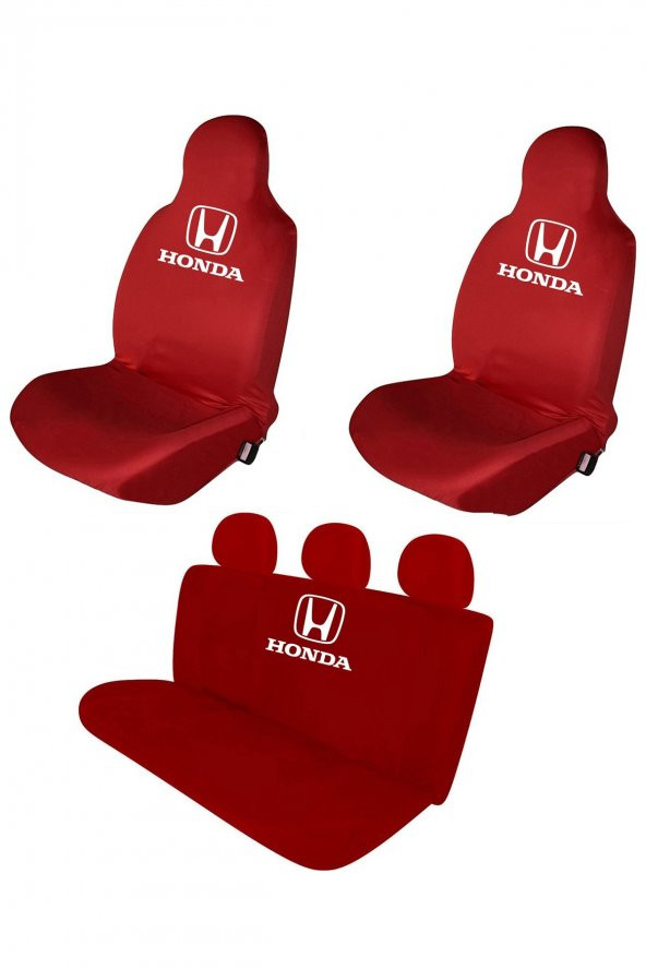 Öziron Honda City Oto Koltuk Kılıfı Koruyucu Logo Baskılı Penye Servis Kılıfı Kırmızı