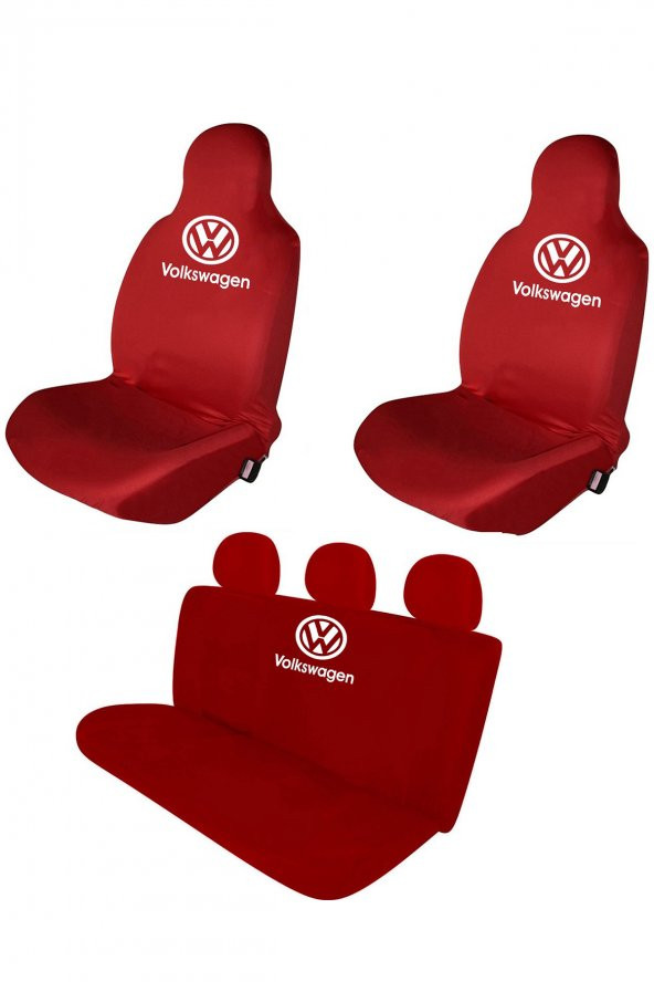 Öziron Volkswagen Oto Koltuk Kılıfı Koruyucu Logo Baskılı Penye Servis Kılıfı Kırmızı ürün görseli