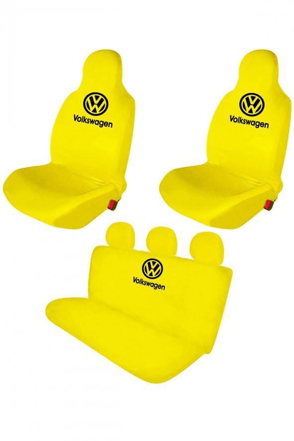 Öziron VW Transporter Oto Koltuk Kılıfı Koruyucu Logo Baskılı Penye Servis Kılıfı Sarı - 1
