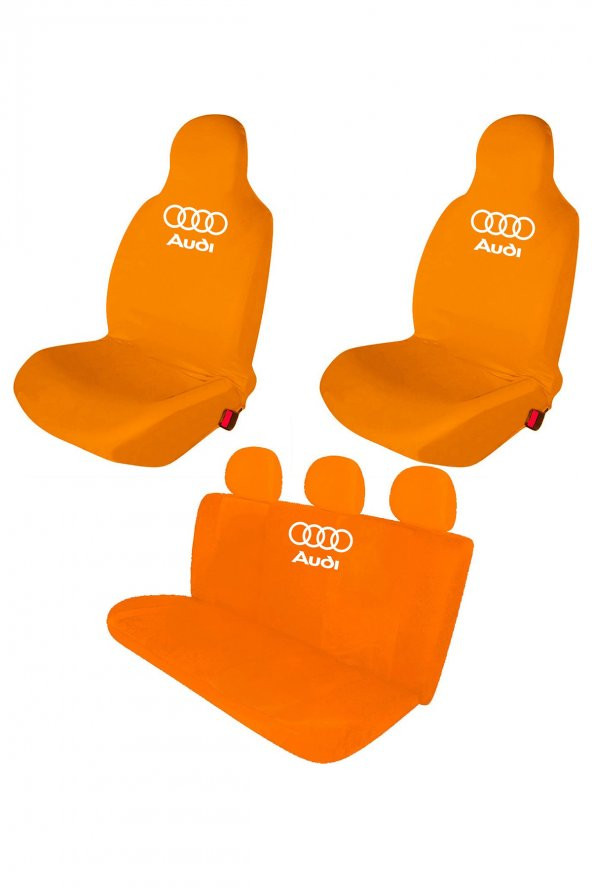Öziron Audi A6 Oto Koltuk Kılıfı Koruyucu Logo Baskılı Penye Servis Kılıfı Turuncu ürün görseli