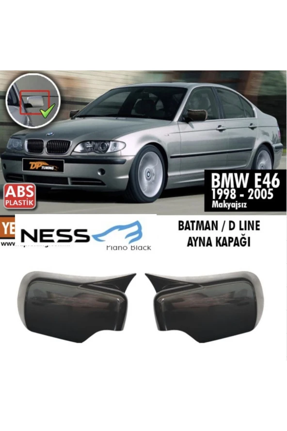 Bmw E-46 kasa makyajsız piano black yarasa ayna kapağı