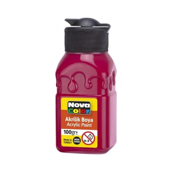 Nova Color Akrilik Boya Şişe 100 ml Ateş Kırmızısı Akrilik Boya