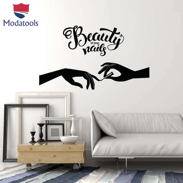 Tırnak Dekorasyon Duvar Sticker Yazı Güzellik Tırnaklarınızın Güzelliği Salon Manikür Kadın El Çıkartmaları