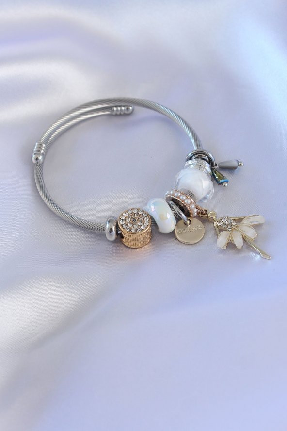 Gümüş Beyaz Renk Balerin Model Zirkon Taşlı Kadın Bileklik ürün görseli