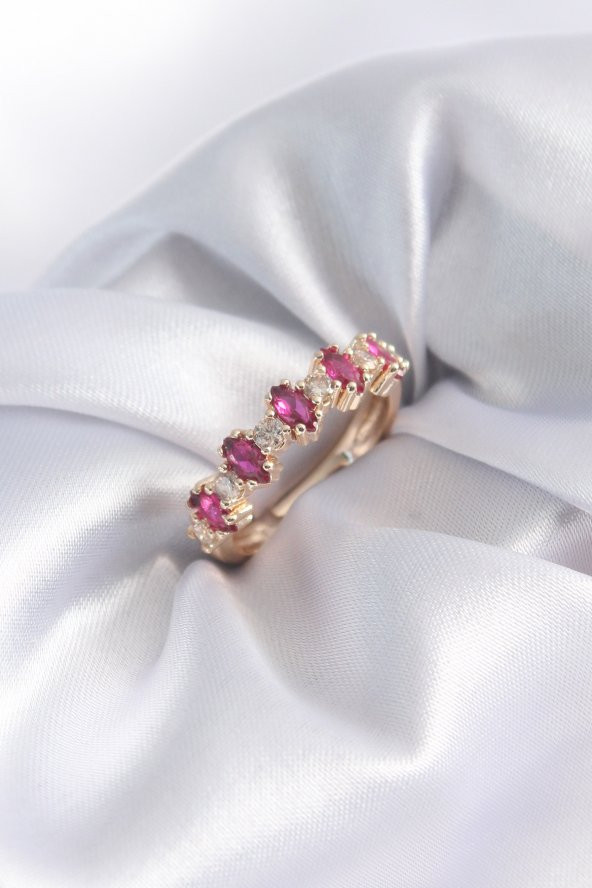Gold Renk Pembe Zirkon Taşlı Kadın Yüzük ürün görseli