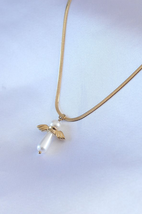 316L Çelik Gold Renk İtalyan Zincir Model Piyon Figür Kadın Kolye ürün görseli