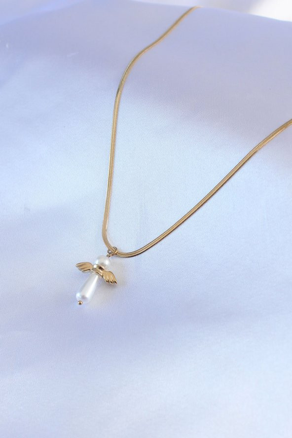 316L Çelik Gold Renk İtalyan Zincir Model Piyon Figür Kadın Kolye - Resim 2