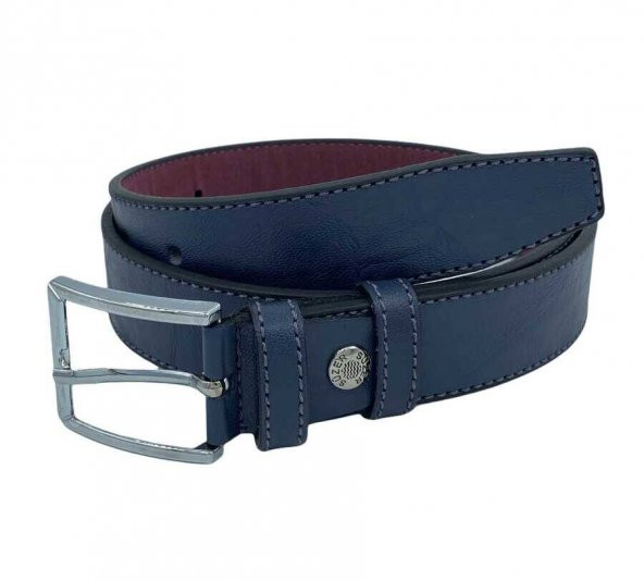 Lacivert Çocuk Boy Suni Deri Dikişli Model 3 cm.lik Garson Klasik Kemer - G5-22K - 2