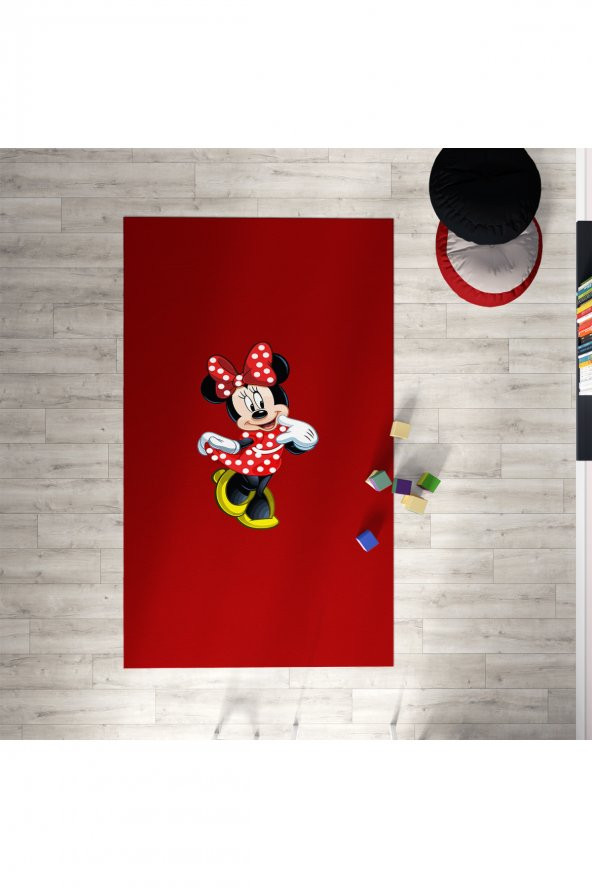 CERİTTİ Bebek ve Çocuk Odası Kırmızı Mini Mause Dekoratif Antialerjik Halı CRTT-053  Renkli 150 x 200