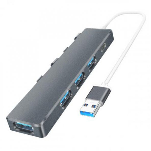 Polham 5in1 USB To 4x USB Girişli 1x USB C Girişli Çevirici Çoğaltıcı Adaptör Hub, Ultra Hızlı