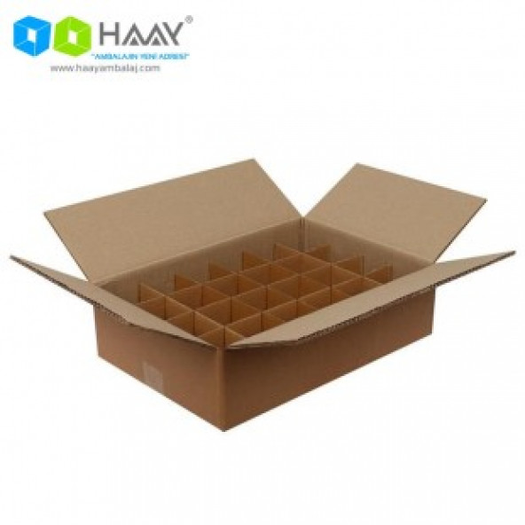 HAAY AMBALAJ 44x29,5x12,7cm Seperatörlü Su Bardağı Kolisi (5 Adet) - 2