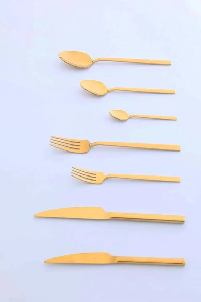 Jasper Dilay 36 Parça 6 Kişilik Titanyum Gold Çatal Kaşık Bıçak Takımı 3MM - 4