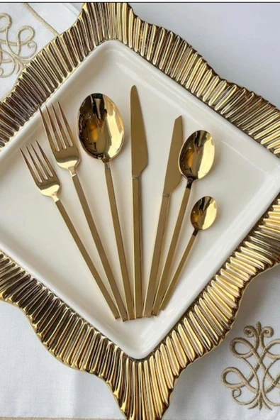 Jasper Dilay 36 Parça 6 Kişilik Titanyum Gold Çatal Kaşık Bıçak Takımı 3MM - 6
