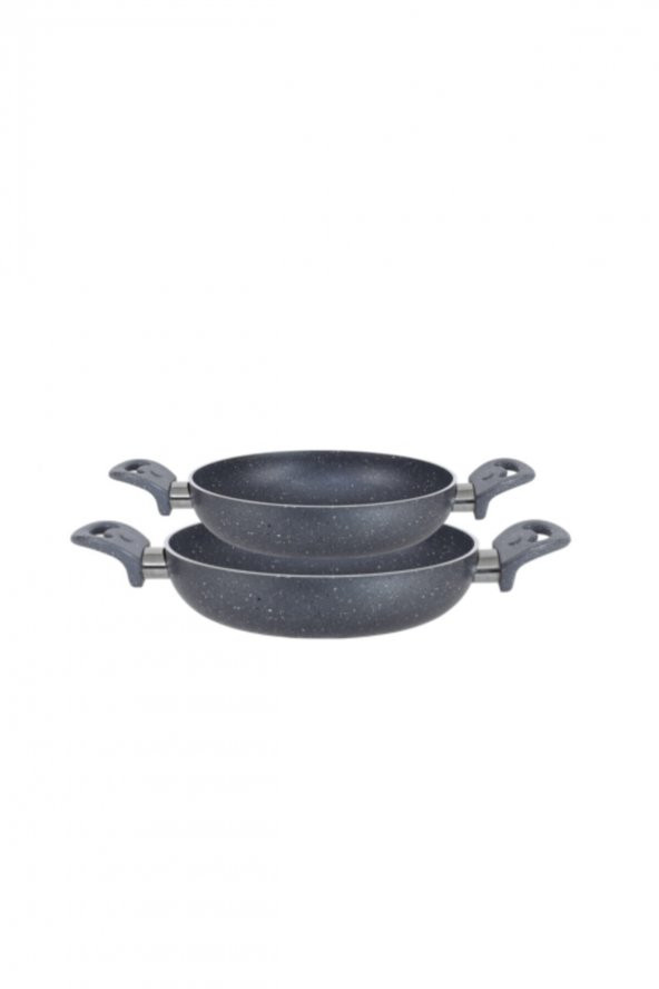 Hazarpazar Granit 18/22 Cm Yumurta Tavası Set Yanmaz Yapışmaz Çizilmez Çift Kulp Omlet