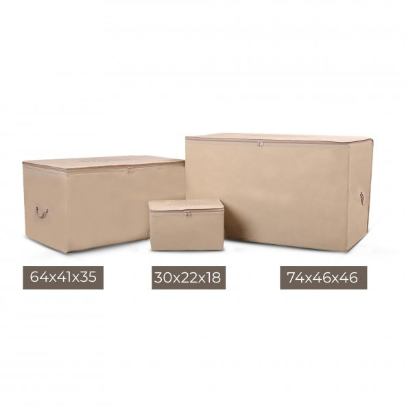 CUTY HOME OK HOME EV TEKSTİL BASKILI BEJ HURÇ 3LÜ SET - 3