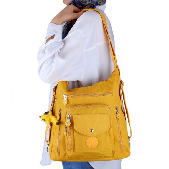 Kenyon Cox B219 Klinkır Kumaş Hafif Sırt Çantası ve Kol Çantası Sarı - 2