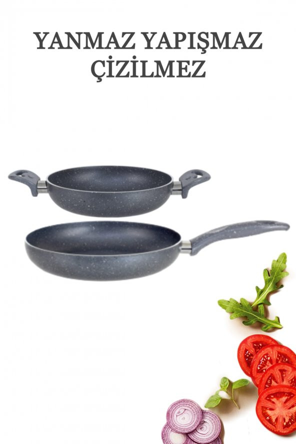 Hazarpazar Granit Tava 24 Cm & Çift Kulp Omlet 20 Cm 2Li Set