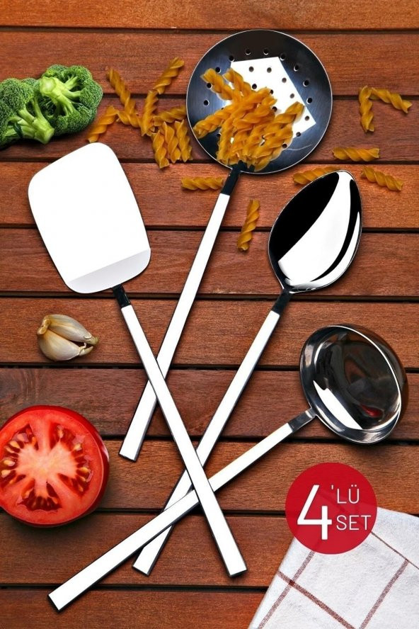 Hazarpazar 4 Parça Lüx Kepçe, Kevgir, Spatula, Kaşık Takımı - 2