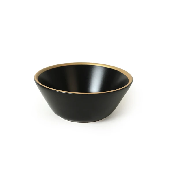 Keramika Mat Siyah Gold File Hitit Çorba Kasesi 14 Cm 6 Adet 956 - 3