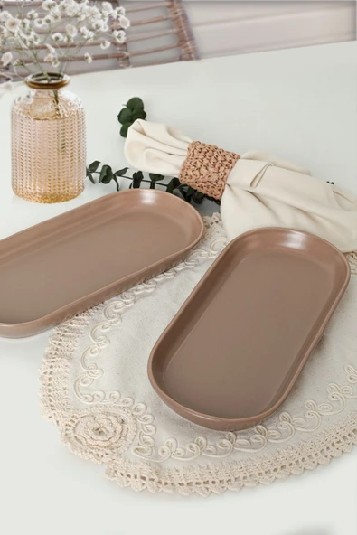 Keramika Mat Toprak Noyan Kayık Tabak 2 Adet 26 Cm 977