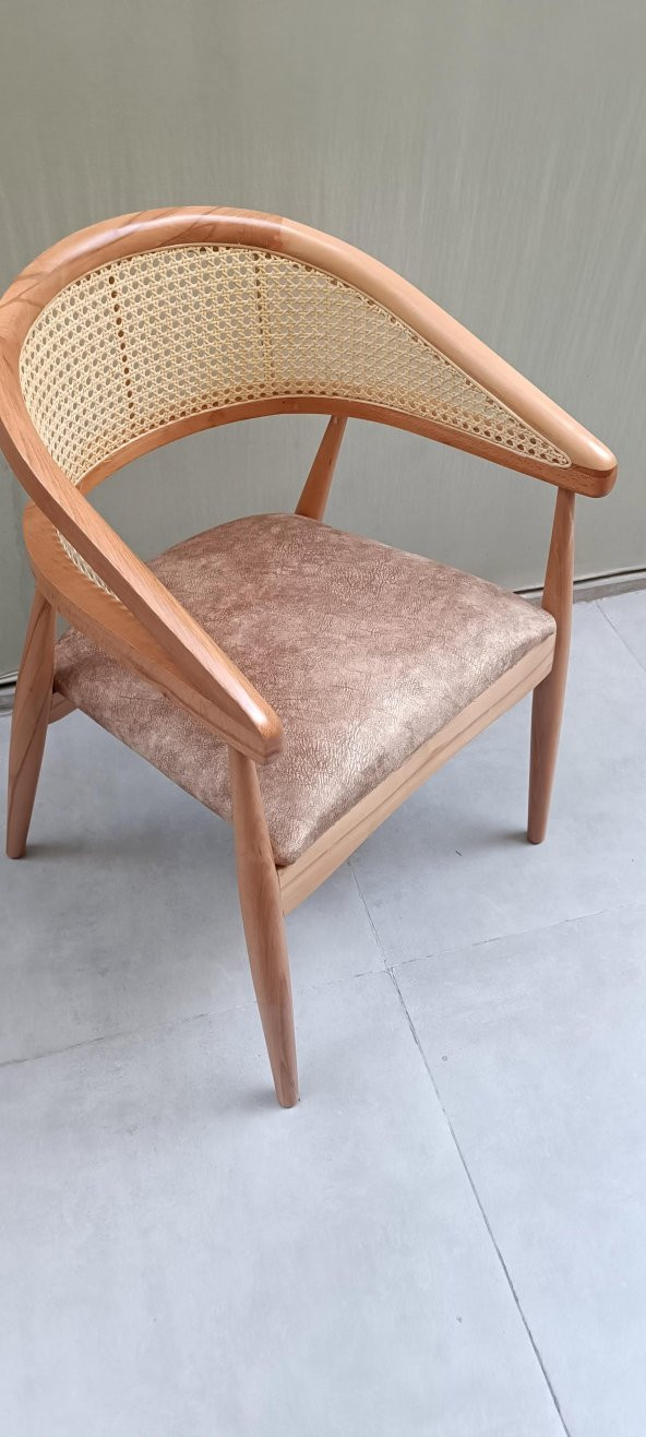Sandalye 90159 İnci Hasır Klasik Model Ort Oturum Kayın Ayak Soho kumaş El yapım - 6