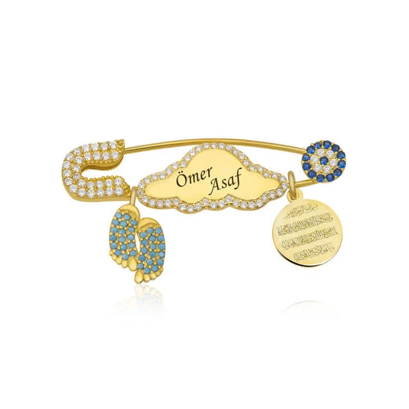 Lucky Life 925 Ayar Gumuss İsimli Bebek Yaka İğnesi