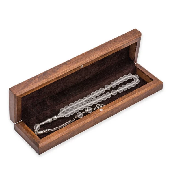 Lucky Life 925 Ayar Gumuss Çiçek Desenli Ahşap Tesbih Kutusu - 2