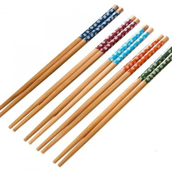1 Çift Chopstick Yıkanabilir Organik Ahşap Desenli Bambu Yemek Çubuğu, Sushi Japon Çin