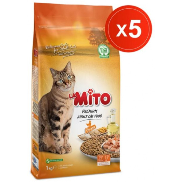 Mito 5 x 1 Kg Yetişkin Adult Kedi Maması Kapalı Paket