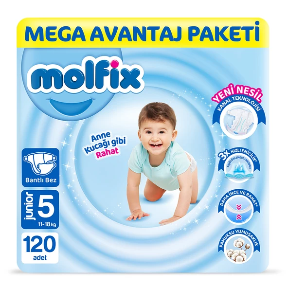 Molfix Bebek Bezi 5 Beden Junior Mega Avn. Paket 120 Adet