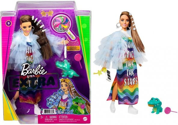 Barbie Extra Renkli Elbiseli Bebek ve Hayvan Arkadaşı Timsah No:9 - GRN27-GYJ78