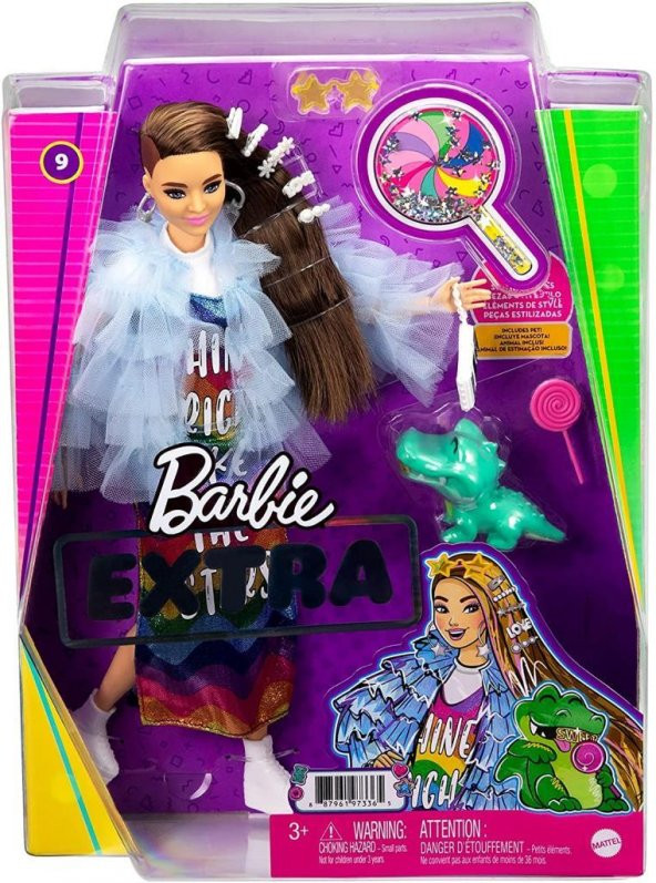 Barbie Extra Renkli Elbiseli Bebek ve Hayvan Arkadaşı Timsah No:9 - GRN27-GYJ78 - 6