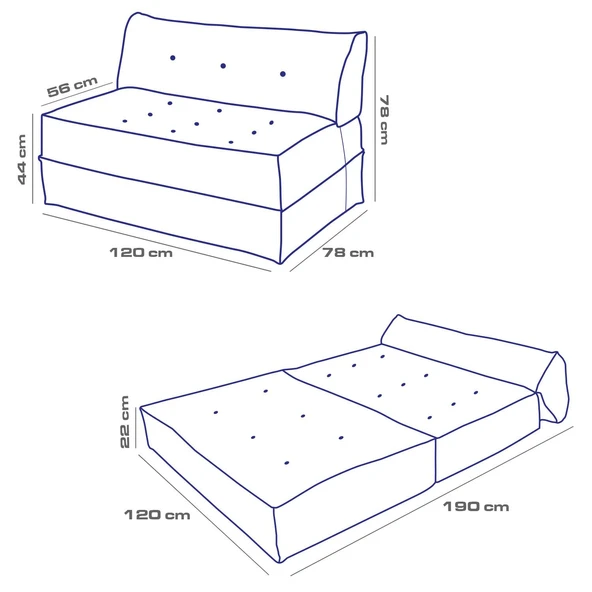 Mocca Fitilli Kadife Çift Kişilik Katlanır Yatak Katlanır Koltuk  Krem Çift - 6