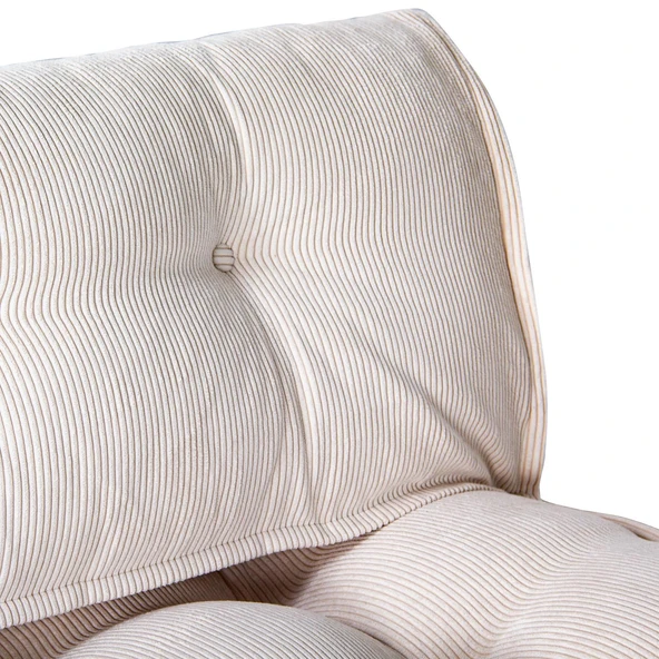 Mocca Fitilli Kadife Çift Kişilik Katlanır Yatak Katlanır Koltuk Krem Çift - 5