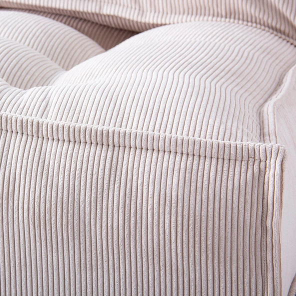 Mocca Fitilli Kadife Çift Kişilik Katlanır Yatak Katlanır Koltuk Krem Çift - 4