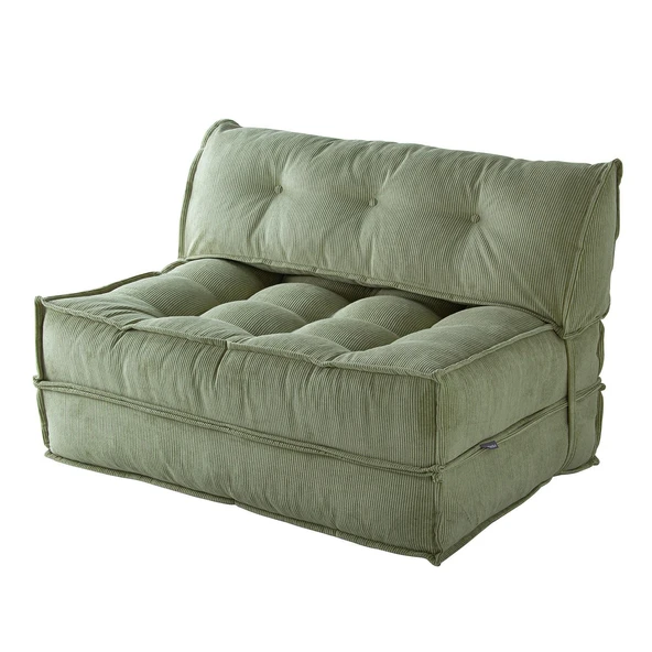 Mocca Fitilli Kadife Çift Kişilik Katlanır Yatak Katlanır Koltuk Krem Çift - 11