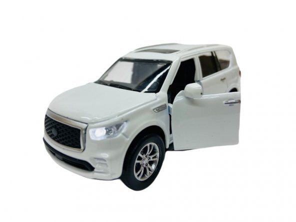 Sesli Işıklı Metal Çek Bırak Araba - İnfiniti QX80 Beyaz - FY6208-12D-Beyaz