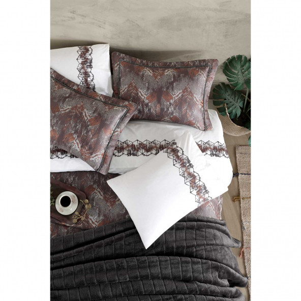 Elart çeyiz Paketi 11 Parça (Yatak Örtüsü+Nevresim Takımı+Battaniye) Vera Antrasit - 2