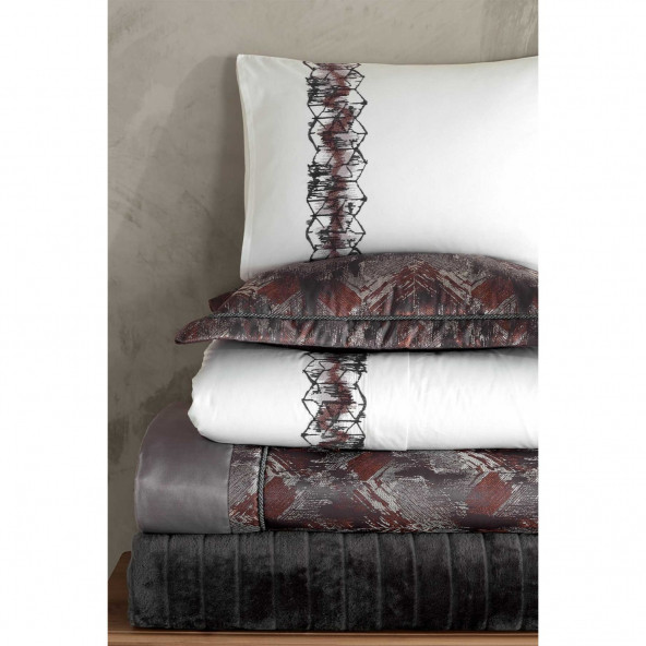 Elart çeyiz Paketi 11 Parça (Yatak Örtüsü+Nevresim Takımı+Battaniye) Vera Antrasit - 3