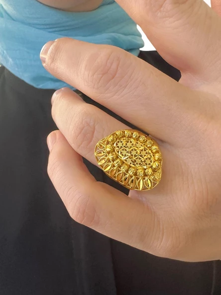 8 Ayar Altın Maraş Model Kalemli Dorikalı Yüzük - Resim 2