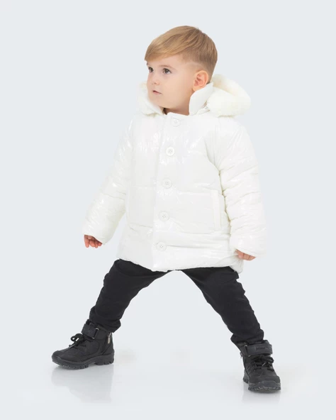 Babyhola Kapüşonlu Su ve Rüzgar Geçirmeyen Kız Erkek Çocuk Şişme Mont 13441 - 6