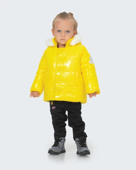 Babyhola Kapüşonlu Su ve Rüzgar Geçirmeyen Kız Erkek Çocuk Şişme Mont 13441 - 11